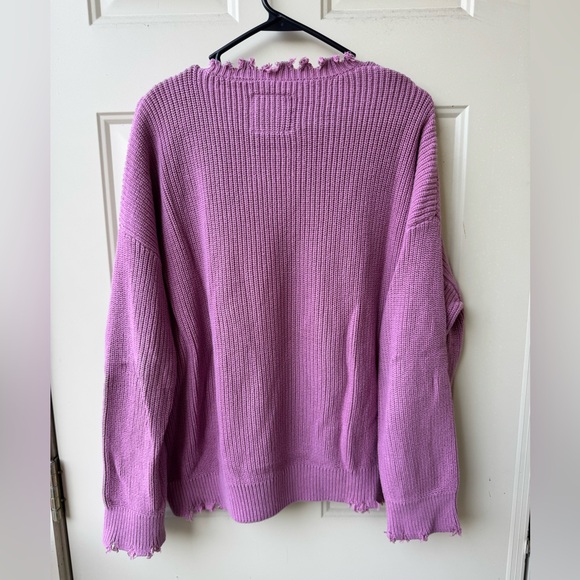 Chelsea DeBoer Distressed Sweater in Berry - Picture 3 of 4